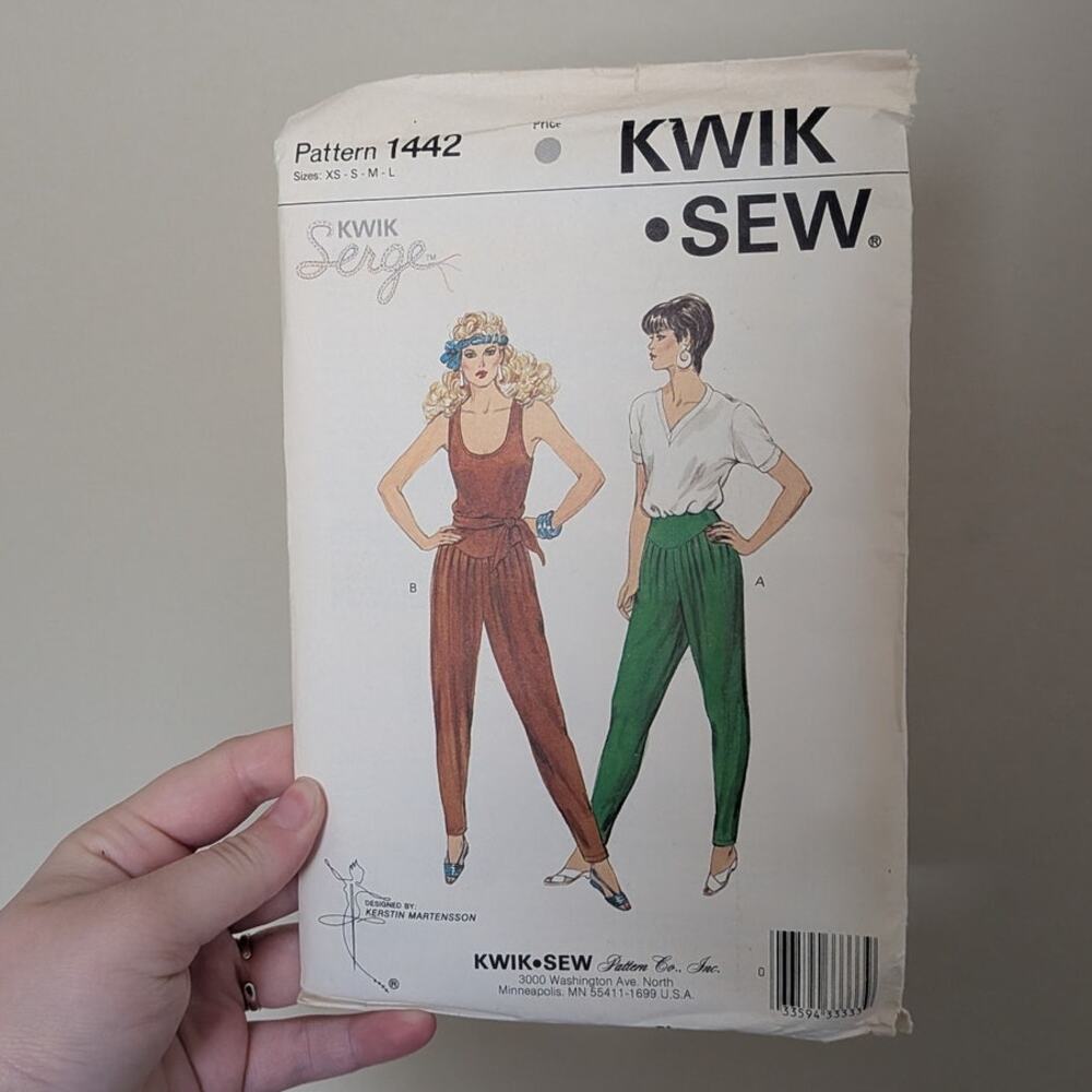 Vintage 1985 Kwik Sew 1442 Sewing Pattern 80s Jumpsuit & Pants XS-L